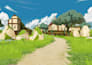 modular stylized 3d game environment, medieval village kit for unreal engine